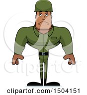 Clipart Of A Sad Buff African American Male Army Soldier Royalty Free Vector Illustration