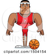Clipart Of A Sad Buff African American Male Basketball Player Royalty Free Vector Illustration
