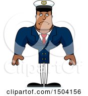 Clipart Of A Sad Buff African American Male Sea Captain Royalty Free Vector Illustration