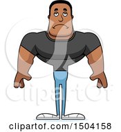 Clipart Of A Sad Buff African American Casual Man Royalty Free Vector Illustration