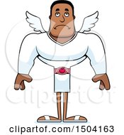 Clipart Of A Sad Buff African American Male Cupid Royalty Free Vector Illustration