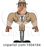 Clipart Of A Sad Buff African American Male Detective Royalty Free Vector Illustration
