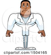 Clipart Of A Sad Buff African American Male Doctor Royalty Free Vector Illustration