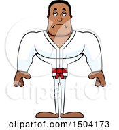 Clipart Of A Sad Buff African American Karate Man Royalty Free Vector Illustration