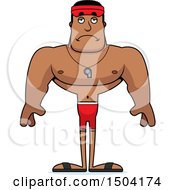 Clipart Of A Sad Buff African American Male Lifeguard Royalty Free Vector Illustration