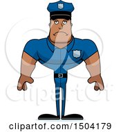 Clipart Of A Sad Buff African American Male Police Officer Royalty Free Vector Illustration