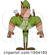 Clipart Of A Sad Buff African American Male Robin Hood Archer Royalty Free Vector Illustration