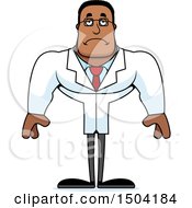 Clipart Of A Sad Buff African American Male Scientist Royalty Free Vector Illustration