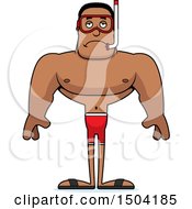Clipart Of A Sad Buff African American Male Snorkeler Royalty Free Vector Illustration