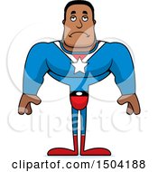 Clipart Of A Sad Buff African American Male Super Hero Royalty Free Vector Illustration