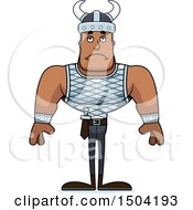 Clipart Of A Sad Buff African American Male Viking Royalty Free Vector Illustration