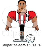 Clipart Of A Sad Buff African American Male Volleyball Player Royalty Free Vector Illustration