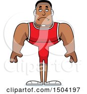 Clipart Of A Sad Buff African American Male Wrestler Royalty Free Vector Illustration