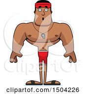Clipart Of A Surprised Buff African American Male Lifeguard Royalty Free Vector Illustration