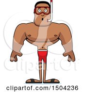 Clipart Of A Surprised Buff African American Male Snorkeler Royalty Free Vector Illustration