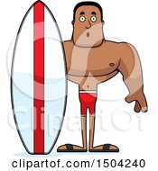 Poster, Art Print Of Surprised Buff African American Male Surfer