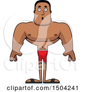 Clipart Of A Surprised Buff African American Male Swimmer Royalty Free Vector Illustration