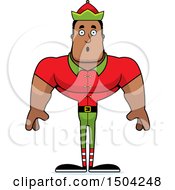 Clipart Of A Surprised Buff African American Male Christmas Elf Royalty Free Vector Illustration