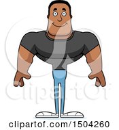 Clipart Of A Happy Buff African American Casual Man Royalty Free Vector Illustration
