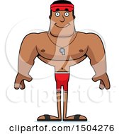 Clipart Of A Happy Buff African American Male Lifeguard Royalty Free Vector Illustration