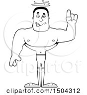 Clipart Of A Black And White Drunk Buff African American Male Swimmer Royalty Free Vector Illustration