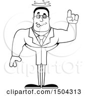 Clipart Of A Black And White Drunk Buff African American Male Scientist Royalty Free Vector Illustration