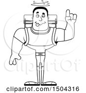 Clipart Of A Black And White Drunk Buff African American Male Hiker Royalty Free Vector Illustration