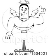 Clipart Of A Black And White Drunk Buff African American Male Cupid Royalty Free Vector Illustration