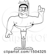 Clipart Of A Black And White Drunk Buff African American Male Snorkeler Royalty Free Vector Illustration