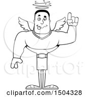 Clipart Of A Black And White Drunk Buff African American Male Angel Royalty Free Vector Illustration