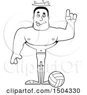 Clipart Of A Black And White Drunk Buff African American Male Beach Volleyball Player Royalty Free Vector Illustration
