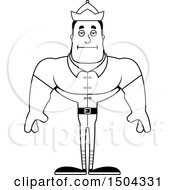 Clipart Of A Black And White Bored Buff African American Male Christmas Elf Royalty Free Vector Illustration