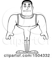 Clipart Of A Black And White Bored Buff African American Male Wrestler Royalty Free Vector Illustration