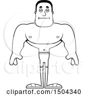 Clipart Of A Black And White Bored Buff African American Male Swimmer Royalty Free Vector Illustration
