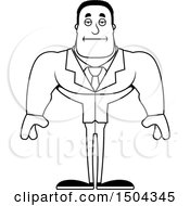 Clipart Of A Black And White Bored Buff African American Business Man Royalty Free Vector Illustration