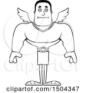 Clipart Of A Black And White Bored Buff African American Male Cupid Royalty Free Vector Illustration
