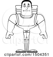 Clipart Of A Black And White Bored Buff African American Male Hiker Royalty Free Vector Illustration