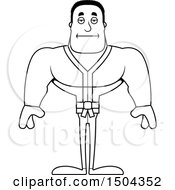 Clipart Of A Black And White Bored Buff African American Karate Man Royalty Free Vector Illustration
