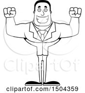 Clipart Of A Black And White Cheering Buff African American Business Man Royalty Free Vector Illustration