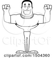 Clipart Of A Black And White Cheering Buff African American Casual Man Royalty Free Vector Illustration