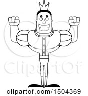 Clipart Of A Black And White Cheering Buff African American Male Prince Royalty Free Vector Illustration