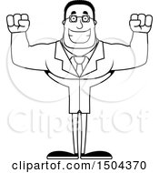 Clipart Of A Black And White Cheering Buff African American Male Scientist Royalty Free Vector Illustration