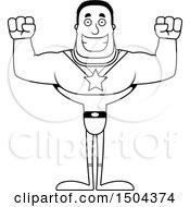 Clipart Of A Black And White Cheering Buff African American Male Super Hero Royalty Free Vector Illustration