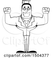 Clipart Of A Black And White Cheering Buff African American Male Teacher Royalty Free Vector Illustration