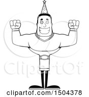 Clipart Of A Black And White Cheering Buff African American Male Wizard Royalty Free Vector Illustration