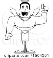 Clipart Of A Black And White Buff African American Male Angel With An Idea Royalty Free Vector Illustration