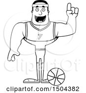 Clipart Of A Black And White Buff African American Male Basketball Player With An Idea Royalty Free Vector Illustration