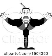 Clipart Of A Black And White Scared Buff African American Party Man Royalty Free Vector Illustration