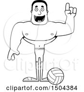 Clipart Of A Black And White Buff African American Male Beach Volleyball Player With An Idea Royalty Free Vector Illustration