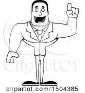 Clipart Of A Black And White Buff African American Business Man With An Idea Royalty Free Vector Illustration
